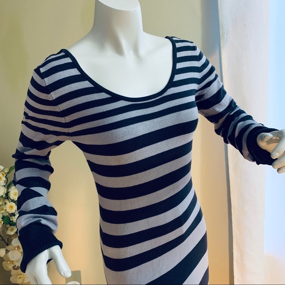 Grey Stripe Sweater Mini Dress - Picture 8 of 8